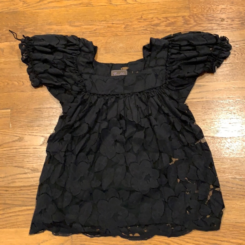 Trulli /Anthropologie Lined Black Lace Top, Small